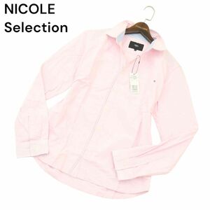 未使用★ NICOLE Selection ニコル セレクション 通年★ 長袖 胸ポケット スリム シャツ Sz.50　メンズ ピンク 　A4T04892_5#C