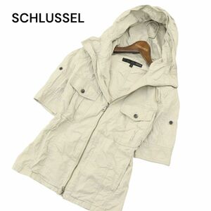 SCHLUSSEL シュリセル 春夏 ミリタリー★ 半袖 ダブルジップ フーディー パーカー ジャケット Sz.2　メンズ　A4T04907_5#M