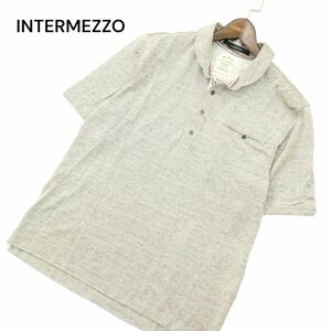 INTERMEZZO インターメッツォ レナウン 春夏 麻 フランダース リネン★ 半袖 丸襟 ポロシャツ Sz.LL　メンズ 大きいサイズ　A4T04902_5#A