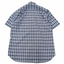 【新品 未使用】 TK タケオキクチ 春夏 レーヨン混★ バンドカラー 半袖 TRチェック シャツ Sz.M　メンズ ネイビー　A4T04952_5#A_画像4