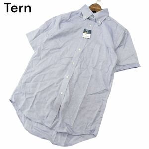 【新品 未使用】 Tern ターン 春夏 形態安定★ 半袖 ボタンダウン シャツ Sz.37　メンズ ネイビー　A4T05029_5#A