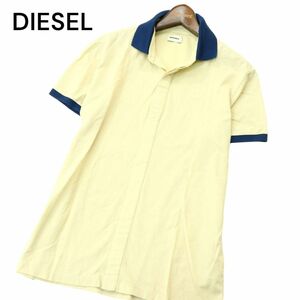 DIESEL ディーゼル 春夏 ロゴプレート★ 切替 半袖 鹿の子 スリム ポロシャツ Sz.M　メンズ　A4T05107_5#D