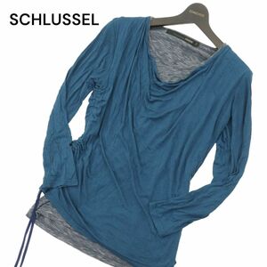 SCHLUSSEL シュリセル 通年 レイヤード風★ ドレープ サイドシャーリング 長袖 カットソー ロンTシャツ Sz.2　メンズ　A4T05084_5#F