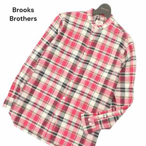 Brooks Brothers ブルックスブラザーズ Red Fleece★ 通年 バンドカラー★ インド綿 長袖 チェック シャツ Sz.S　メンズ　A4T05075_5#C