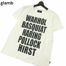 glamb グラム 春夏 アーティストネーム プリント★ 半袖 カットソー Tシャツ Sz.2　メンズ 白　A4T05153_5#A_画像1