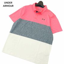UNDER ARMOUR アンダーアーマー 春夏 THE PLAYOFF POLO★ 半袖 ボーダー ポロシャツ Sz.XL　メンズ 大きいサイズ ゴルフ　A4T05143_5#A_画像1