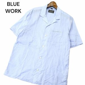 BLUE WORK голубой Work Tomorrowland весна лето короткий рукав открытый цвет * рубашка Sz.L мужской бледно-голубой синий серия сделано в Японии A4T05116_5#A