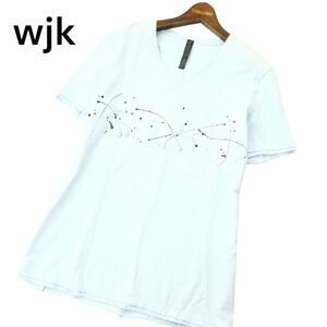 wjk ダブルジェイケイ 7892 ij93m painted cutsewn ペンキ★ 半袖 Vネック カットソー Tシャツ Sz.XL　メンズ 日本製 大きい　A4T05119_5#D