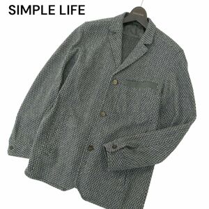 SIMPLE LIFE シンプルライフ レナウン 通年★ ニット アンコン テーラード ジャケット ブレザー Sz.M　メンズ グレー　A4T05324_5#O