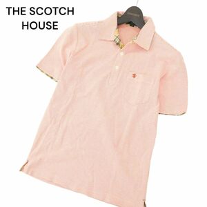 THE SCOTCH HOUSE スコッチハウス 春夏 ロゴ刺繍★ 半袖 チェック使い ポロシャツ Sz.S　メンズ　A4T05327_5#A