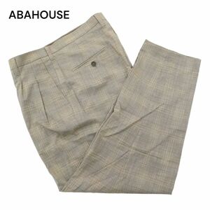 美品★ ABAHOUSE アバハウス 春夏 グレンチェック ストレッチ テーパード スラックス パンツ Sz.48　メンズ　A4B02435_5#P