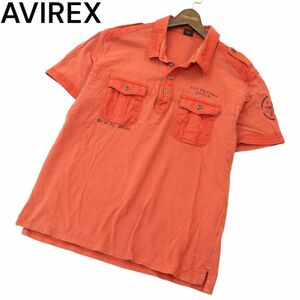 AVIREX アヴィレックス 春夏 ミリタリー★ 半袖 切替 ポロシャツ Sz.2XL　メンズ 大きいサイズ 特大　A4T05505_5#A