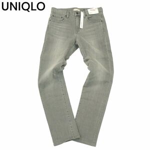 新品 未使用★ UNIQLO ユニクロ 加工 スリムフィット ストレッチ ストレート デニム パンツ ジーンズ Sz.30　メンズ グレー　A4B02515_5#R