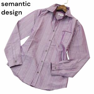 semantic design セマンティック デザイン 通年 襟ワイヤー★ ストライプ 長袖 スリム シャツ Sz.L　メンズ　A4T05496_5#C