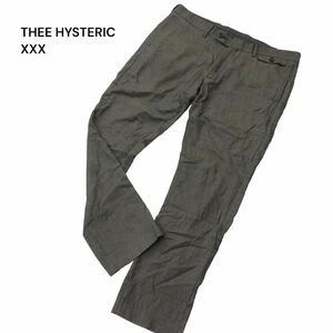 THEE HYSTERIC XXX ヒステリックグラマー 春夏 絹 シルク混★ スラックス パンツ Sz.L　メンズ グレー 日本製　A4B02494_5#P