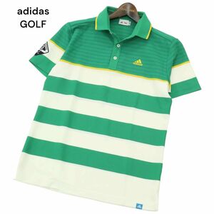 美品★ adidas GOLF アディダス ゴルフ 春夏 ロゴ刺繍 ワッペン コンビネーション ボーダー 半袖 ポロシャツ Sz.M　メンズ　A4T05717_5#A