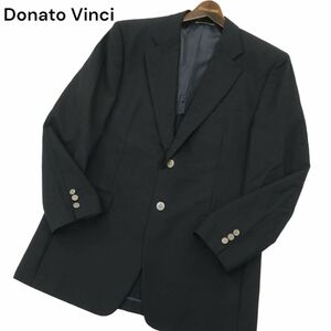 Donato Vinci ドナートヴィンチ 春夏 背抜き 刻印ボタン★ テーラード ジャケット ブレザー Sz.96 A7　メンズ 黒 大きい　A4T05676_5#M
