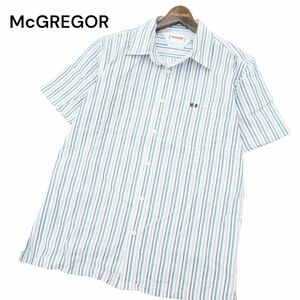 McGREGOR マクレガー 春夏 ロゴ刺繍★ 半袖 シアサッカー マルチ ストライプ シャツ Sz.LL　メンズ 大きいサイズ　A4T05851_5#A