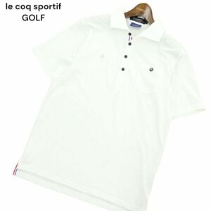 le coq sportif GOLF ルコック スポルティフ ゴルフ 春夏 ロゴ刺繍★ 半袖 鹿の子 ポロシャツ Sz.L　メンズ 白　A4T05870_5#A