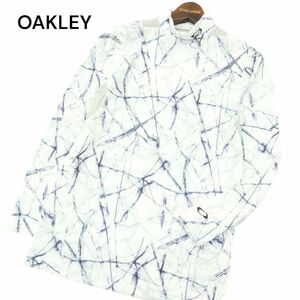 美品 22AW★ OAKLEY オークリー 起毛加工 モックネック 総柄 長袖 ストレッチ カットソー ロンTシャツ Sz.L　メンズ ゴルフ　A4T05319_5#E