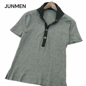 JUNMEN ジュンメン 春夏 切替★ 半袖 スリム ポロシャツ Sz.S～M位　メンズ 黒　A4T06188_5#D