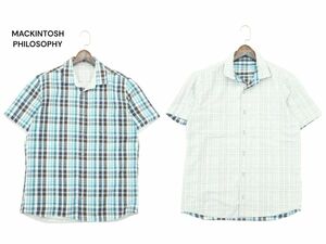 MACKINTOSH PHILOSOPHY マッキントッシュ フィロソフィー 2way リバーシブル★ 春夏 半袖 チェック シャツ Sz.42　メンズ　A4T05315_5#A