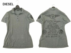 DIESEL ディーゼル 春夏 バック ロゴ★ 半袖 鹿の子 スリム ポロシャツ Sz.S　メンズ グレー　A4T05487_5#A