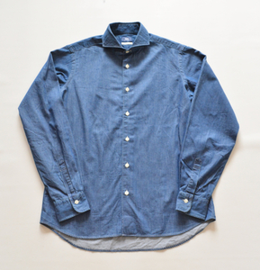 【 鎌倉シャツ 】インディゴ染め 長袖シャツ M /134 KAMAKURA/ホリゾンタル/Maker's Shirt