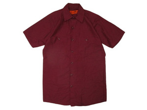 即決☆古着 REDKAP レッドキャップ 半袖ワークシャツ S/S WORK SHIRTS バーガンディー SIZE:S