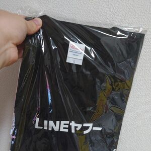 LINEヤフー 記念Tシャツ 非売品 新品 未着用 ブラック 黒 半袖 ライン yahoo 貴重 クルーネック Lサイズ