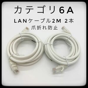 カテゴリ6A LANケーブル 2m×2本　爪折れ防止