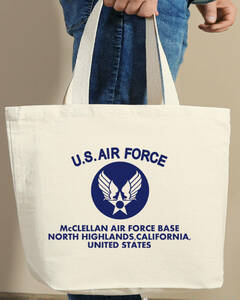 [8oz][L]AIR FORCE[ большая сумка ]LARGE[ для мужчин и женщин ][ неотбеленная ткань - темно-синий ].