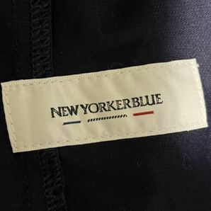 【希少XL/美品】New Yorker ニューヨーカー テーラードジャケット アンコン 伸縮性◎ リネン 麻 花柄 ネイビー 春夏 ビジネス リモートの画像7