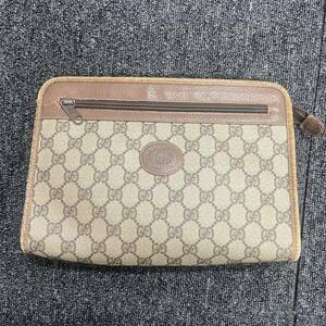 ★1円スタート品★GUCCI グッチ セカンドバッグ クラッチバッグ オールドグッチ0141226063PVC GG柄 ヴィンテージ レザー ベージュ系