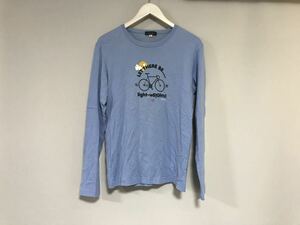 本物ポールスミスPaulSmithコットンプリント長袖TシャツロンTメンズサーフアメカジミリタリースーツビジネス青ブルーS日本製