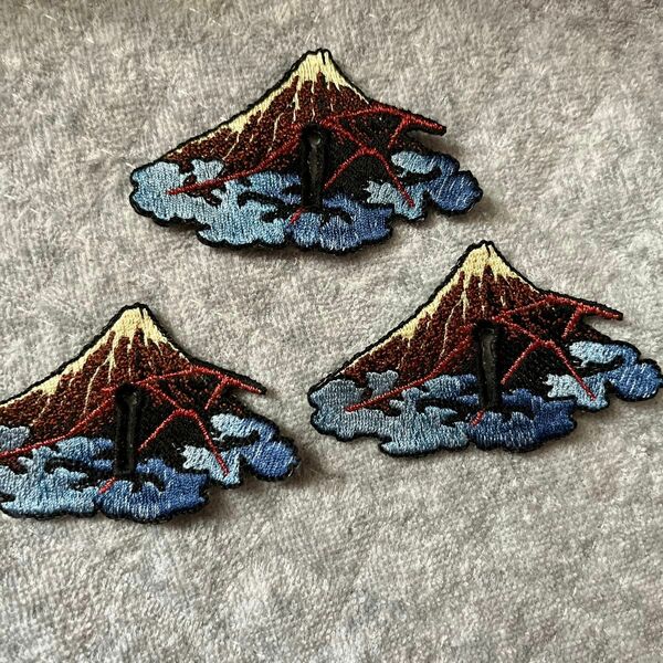 富士山　刺繍ボタンフック　3個セット