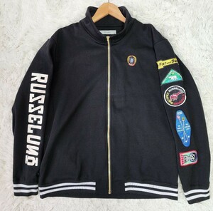  beautiful goods XL size RUSSELUNO russell no blouson men's Golf jumper Zip Apple tea mask badge big Logo back pocket 