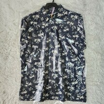 美品 Lサイズ POLO Ralph Lauren ポロ ラルフローレン ヤシの木 ポロシャツ アロハシャツ トップス 総柄 ネイビー系 メンズ コットン USA_画像10