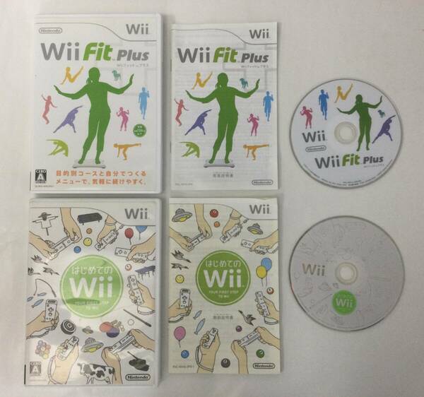 24Wii-031 任天堂 ニンテンドー Wii Fit Plus フィット プラス はじめてのWii セット レトロ ゲーム ソフト 使用感あり
