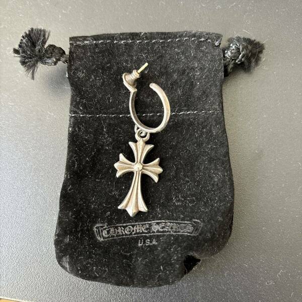 Chrome Hearts Hoop CH Cross Earrings Silver