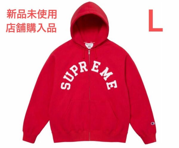 Supreme x Champion Zip Up Hooded Swetshirt "Red"