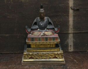 古い木彫のとても良い造りの天神様 菅原道真像 仏像 n365