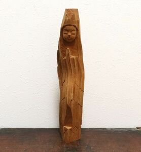  tree carving shop . Japanese cedar sculpture very kind . face. . sound bodhisattva image jpy empty .n654