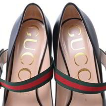 GUCCI ウェブライン ポインテッドトゥ レザー パンプス 37 ブラック グッチ KL4BPBHK31_画像10