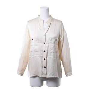 CHANEL. here Mark print silk open color shirt blouse - ivory Chanel KL4BPHKA39