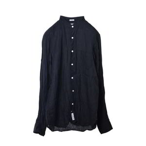 INDIVIDUALIZED SHIRTS スタンダードフィット バンドカラー リネンシャツ 14.5-32 ブラック インディヴィジュアライズドシャツ KL4BQL2U42