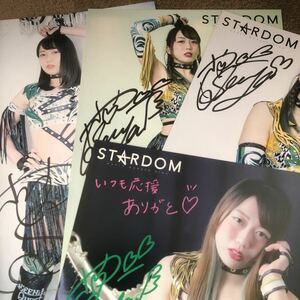 上谷沙耶　サイン入りポートレート４枚　スターダム女子プロレス