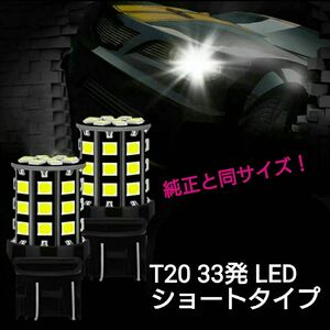 【SMD5050より明るい！】拡散 T20 33発 LED ショートタイプ 2個■白、赤、アンバー