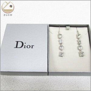 ★着物10★ 1円 Christian Dior ディオール DIORロゴ ラインストーン ピアス シルバー レディース ブランド品 [同梱可] ☆☆☆☆☆