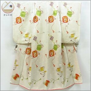 ★着物10★ 1円 絹 子供着物 ジュニア用 女の子用 七五三 金彩 袷 身丈134cm 裄51.5cm [同梱可] ☆☆